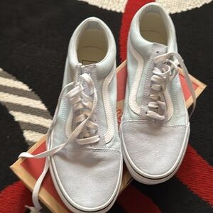 Vans White and Blue Sneakers Classic Canvas Design